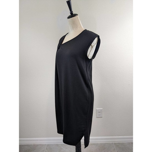 Tahari Sleeveless Dress Black XS Asymmetrical Midi Length Stretch Shift LBD - Picture 5 of 5